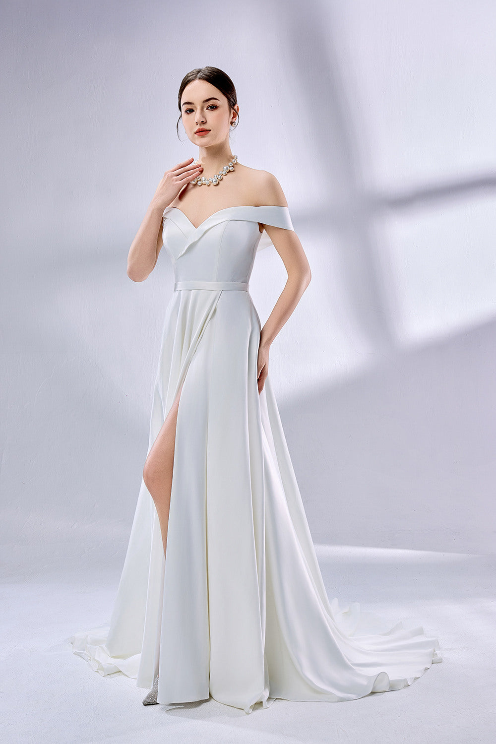 Wholesale Sexy Elegant Off - Shoulder Prom Dress with High Slit 33103