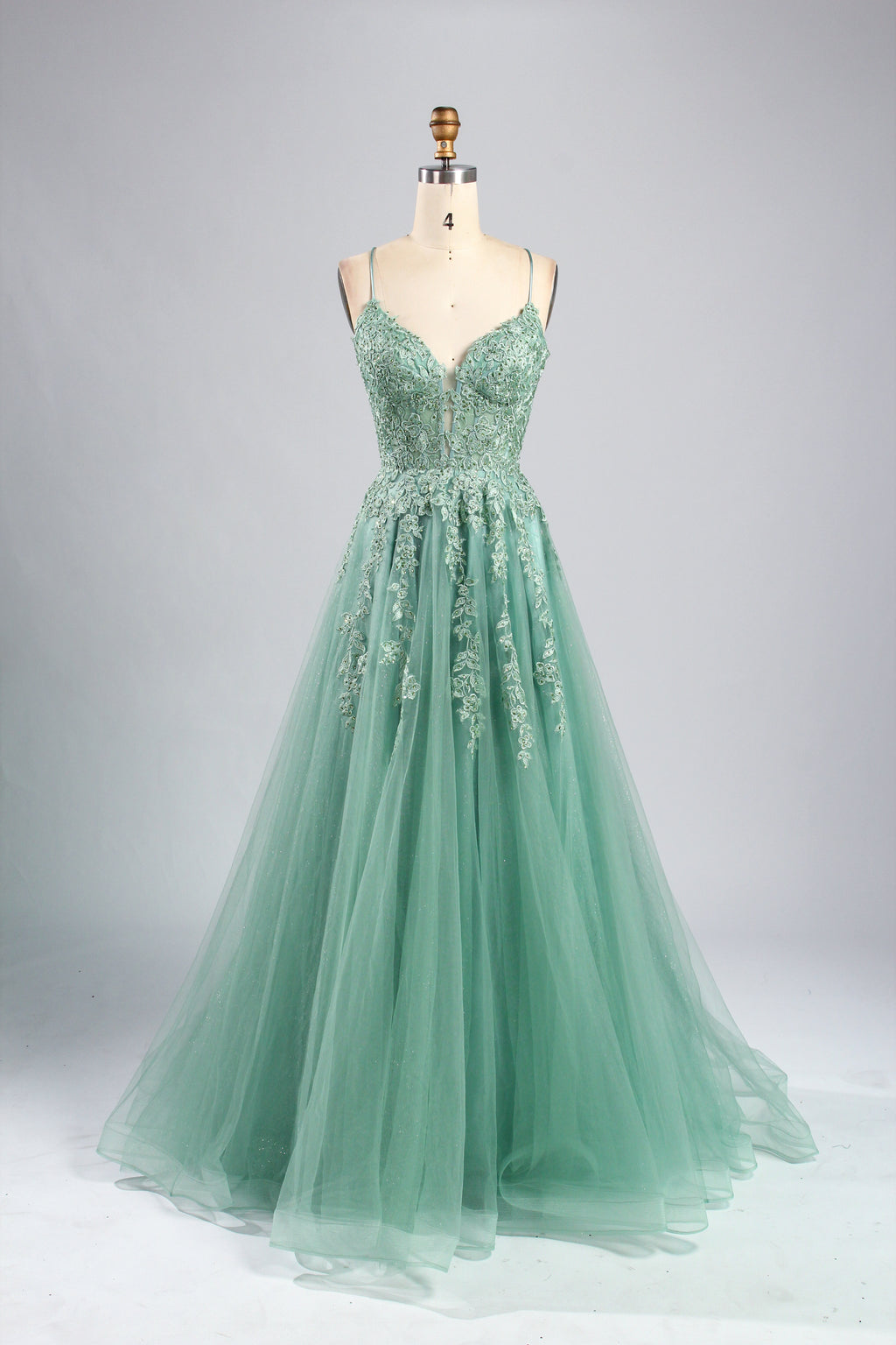 Wholesale Mint Green Lace Prom Dress with Criss-Cross Back 32889