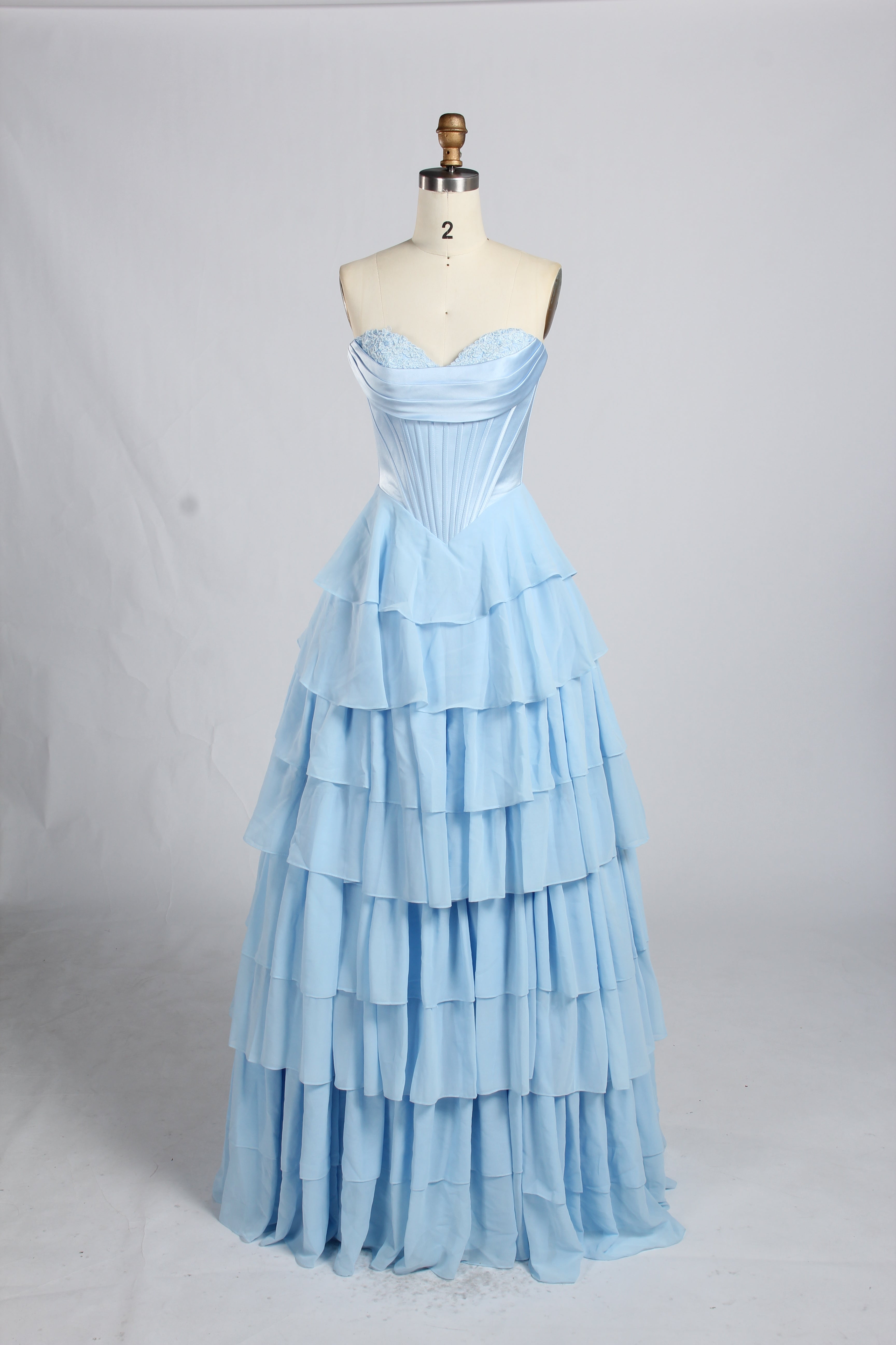 Wholesale Elegant Strapless Tiered Chiffon Prom Gown 33223C