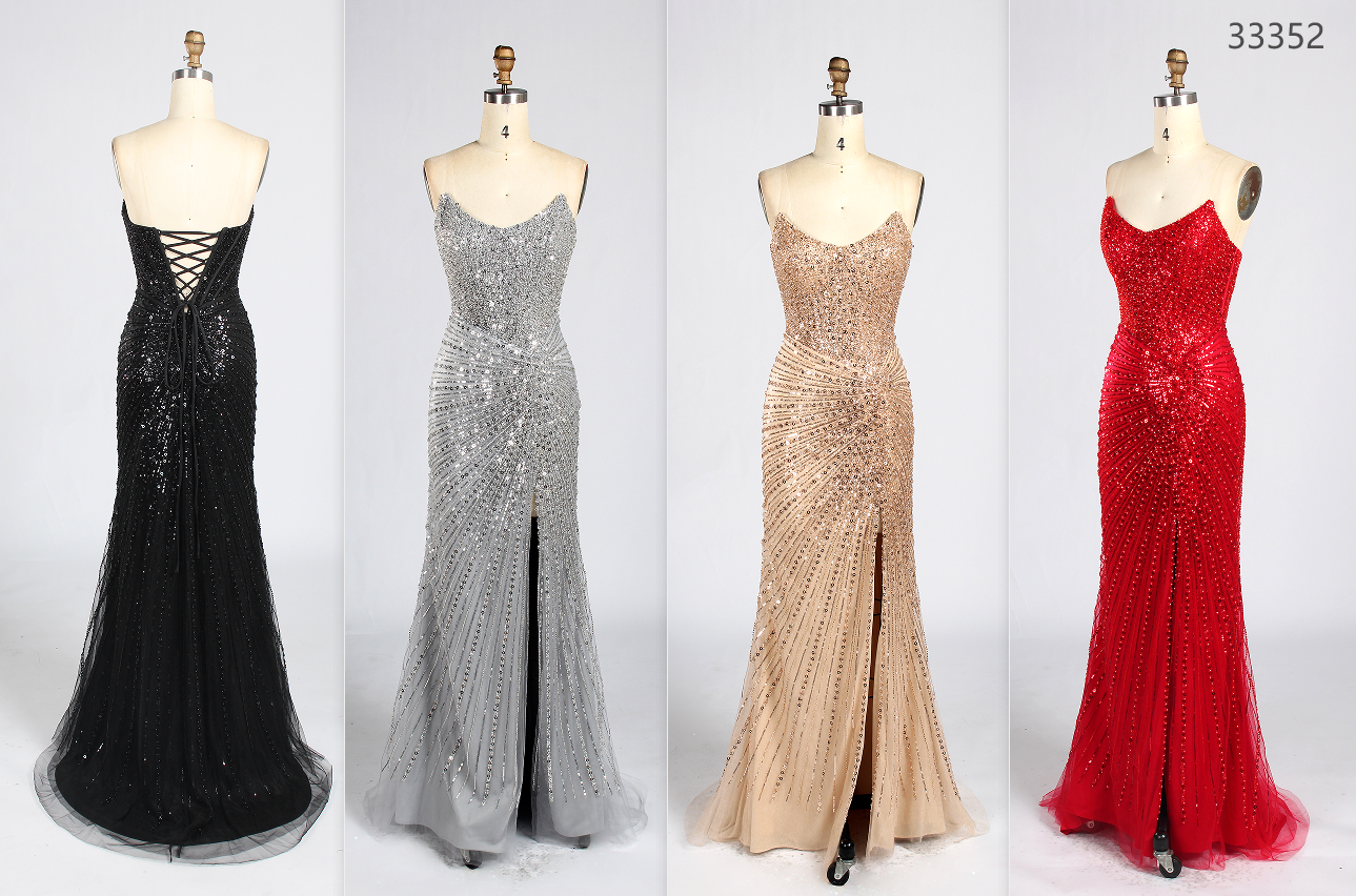 Wholesale Red Sequin Spaghetti Strap Prom Dress 33352