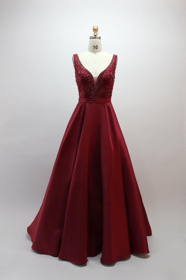 Wholesale Dazzling Elegance Hand-Beaded Satin Prom Gown 32418B