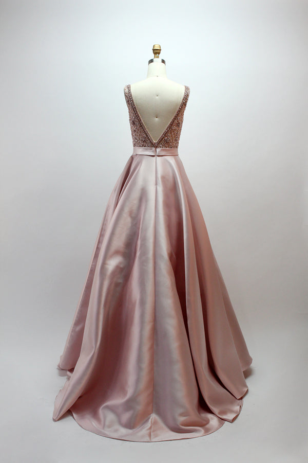 Wholesale Dazzling Elegance Hand-Beaded Satin Prom Gown 32418B