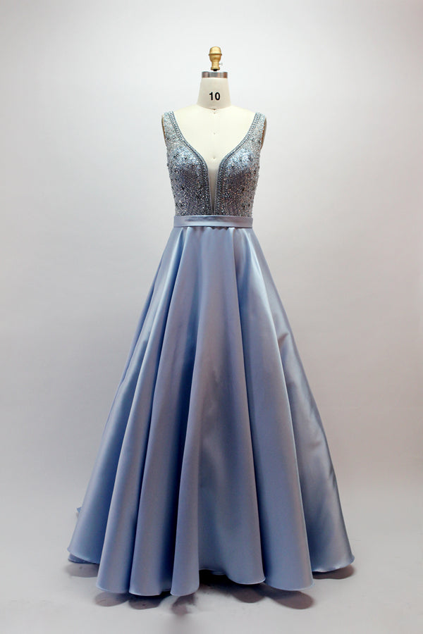 Wholesale Dazzling Elegance Hand-Beaded Satin Prom Gown 32418B