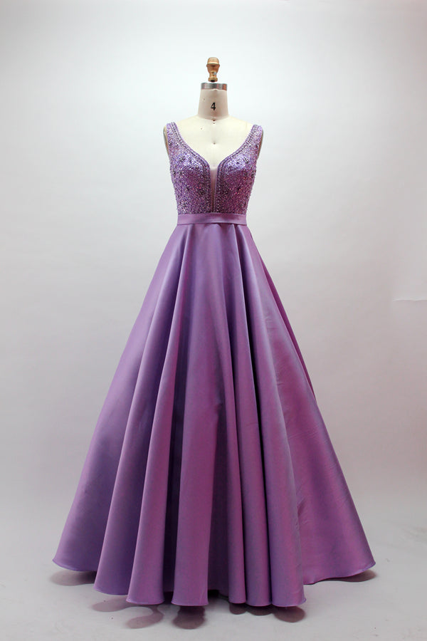 Wholesale Dazzling Elegance Hand-Beaded Satin Prom Gown 32418B