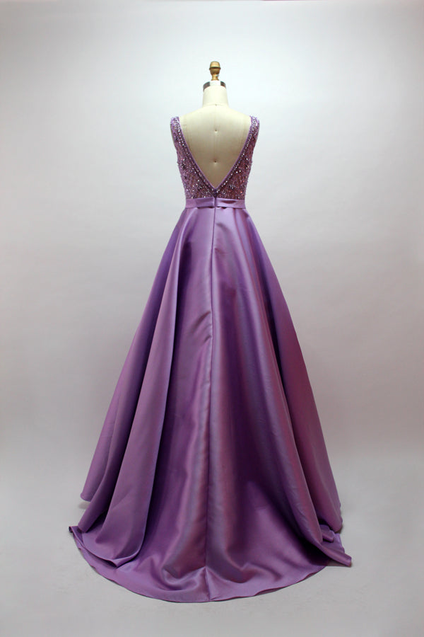 Wholesale Dazzling Elegance Hand-Beaded Satin Prom Gown 32418B