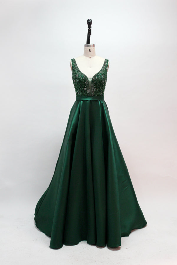 Wholesale Dazzling Elegance Hand-Beaded Satin Prom Gown 32418B