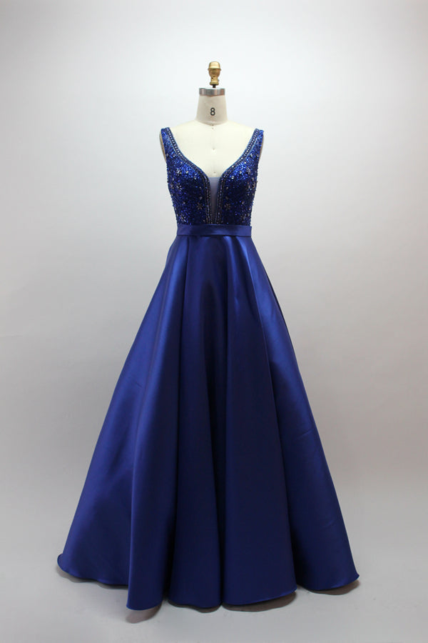 Wholesale Dazzling Elegance Hand-Beaded Satin Prom Gown 32418B