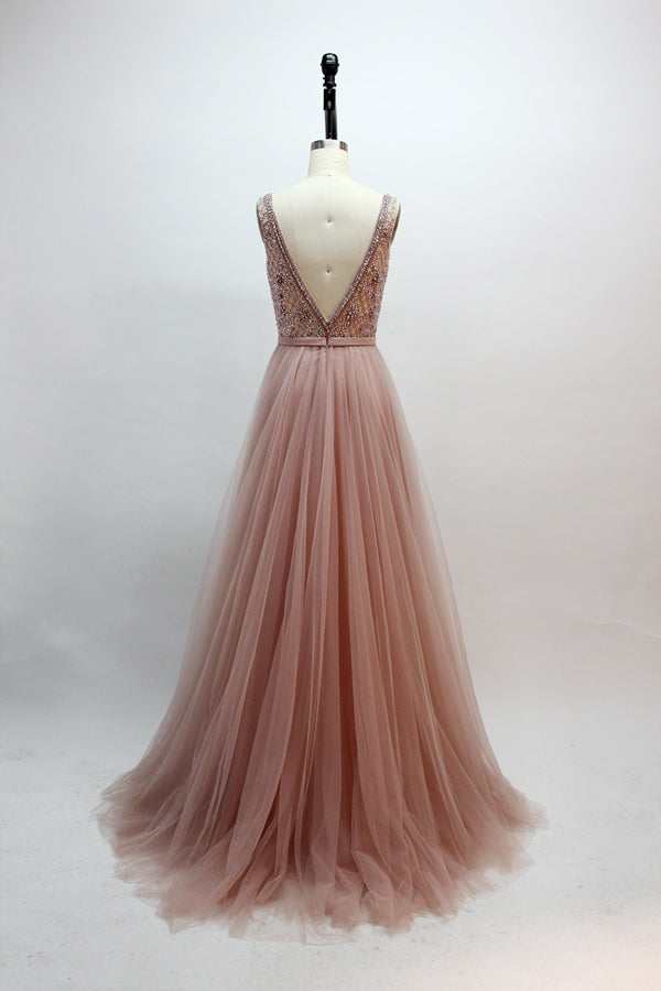 Wholesale Dazzling Elegance Tulle Hand-Beaded Mesh Prom Dresses 32418D
