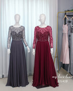 Wholesale Navy Beaded-Lace Mother-of-the-Bride Gown 32541B