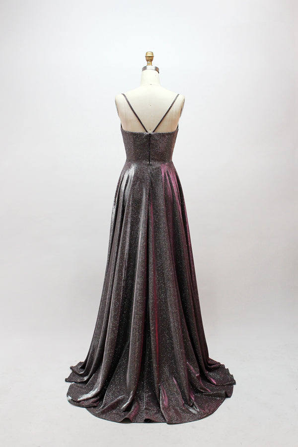 Wholesale Radiant Glamour Sparkling Fabric Slit Prom Gown 32590