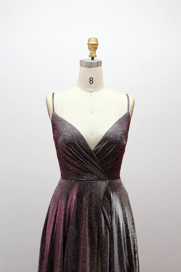Wholesale Radiant Glamour Sparkling Fabric Slit Prom Gown 32590