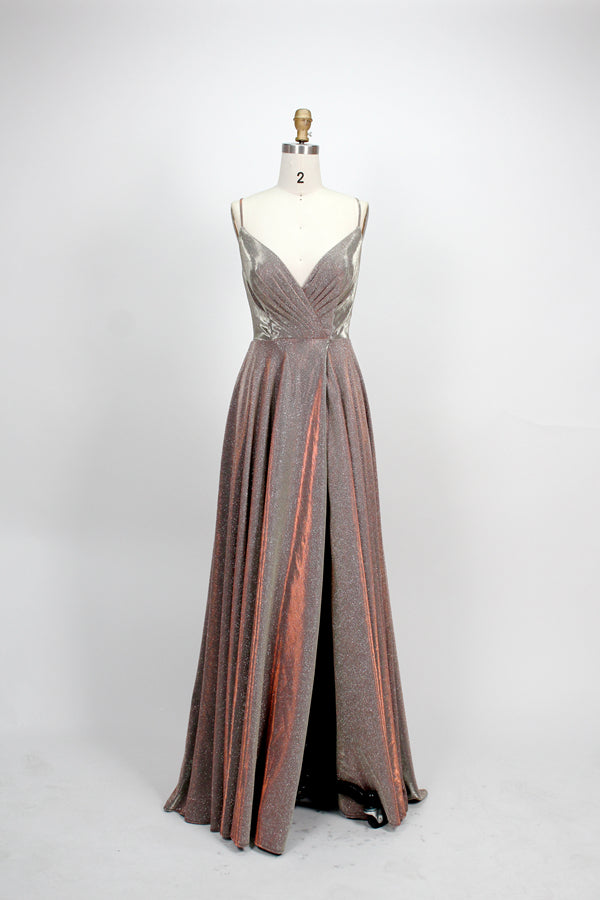 Wholesale Radiant Glamour Sparkling Fabric Slit Prom Gown 32590