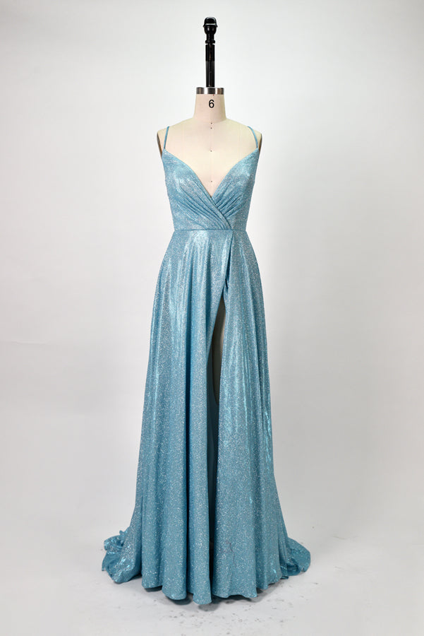 Wholesale Radiant Glamour Sparkling Fabric Slit Prom Gown 32590