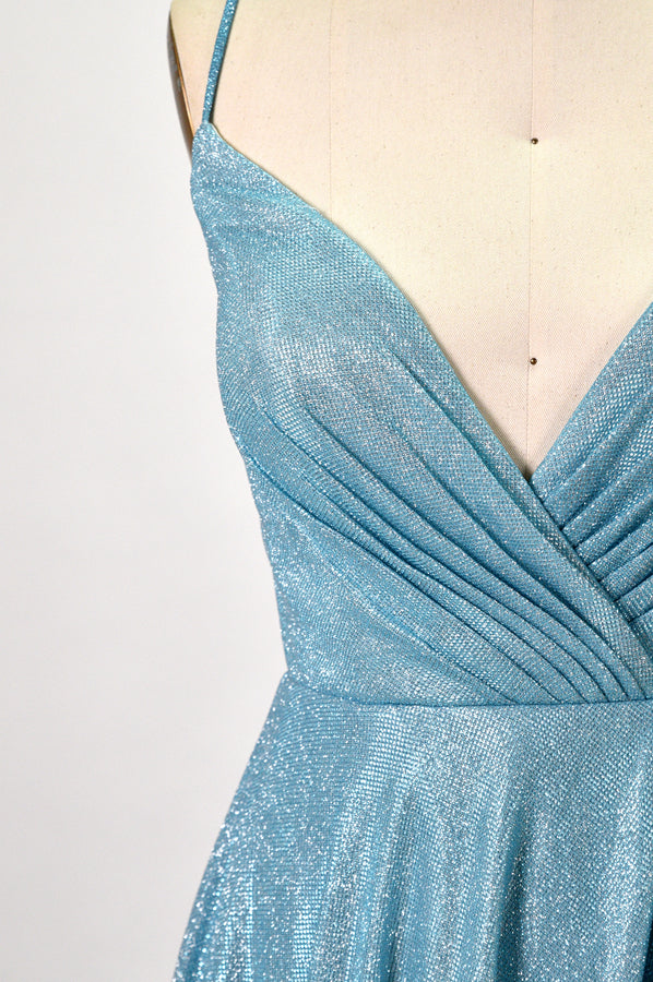 Wholesale Radiant Glamour Sparkling Fabric Slit Prom Gown 32590