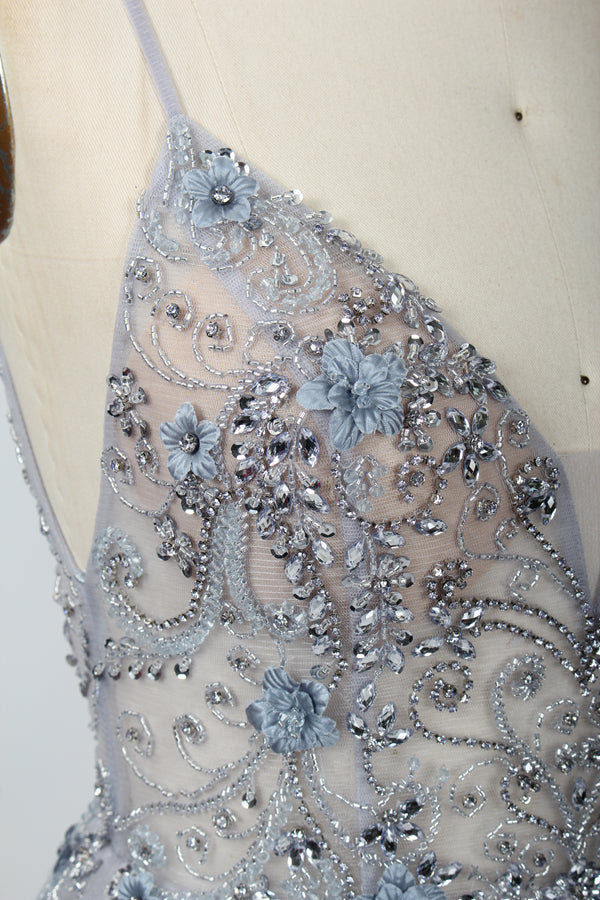 Wholesale Enchanting Opulence: Lace Appliqué Beaded Slit Prom Gown 32632