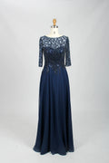 Wholesale Navy Beaded Lace Mother-of-the-Bride Gown 32673