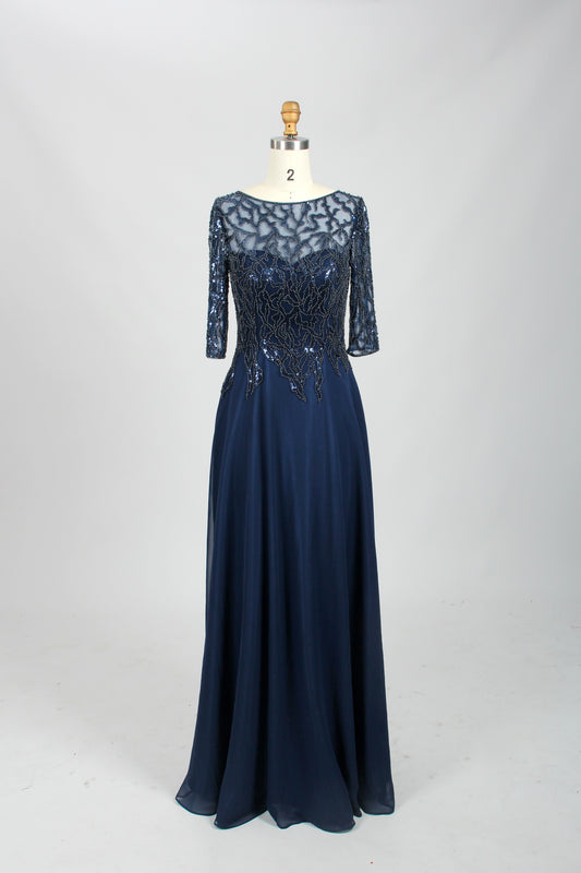 Stunning Plus-Size Beaded Mother of the Bride Gown with Short Sleeves 32673