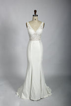 Manufacturer Plunging V - Neck Lace Mermaid Wedding Dress 32730