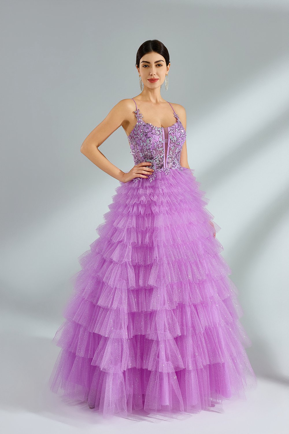 Supplier Sparkly Spaghetti Strap Tull Ballgown 32972