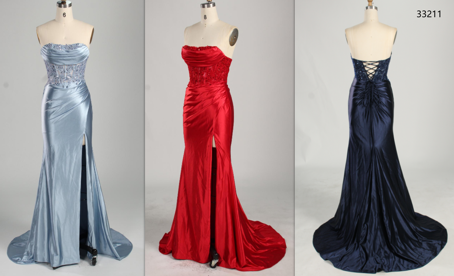 Wholesale Red Spaghetti Strap Corset Mermaid Prom Dress 33211