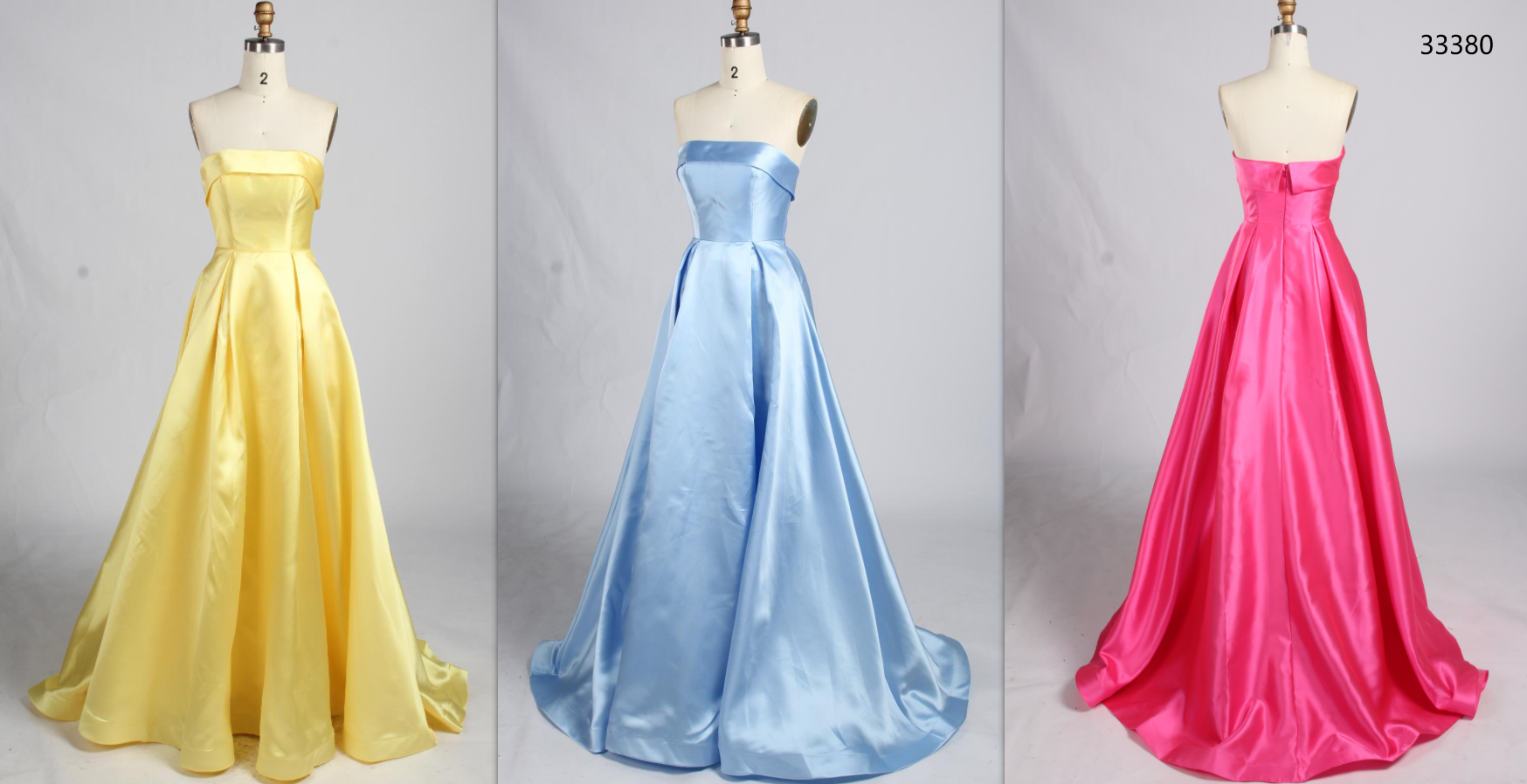 Wholesale Strapless Satin Prom Dress with Multiple Color Options 33380