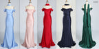 Wholesale Navy Blue Off - Shoulder Mermaid Prom Dress 33303