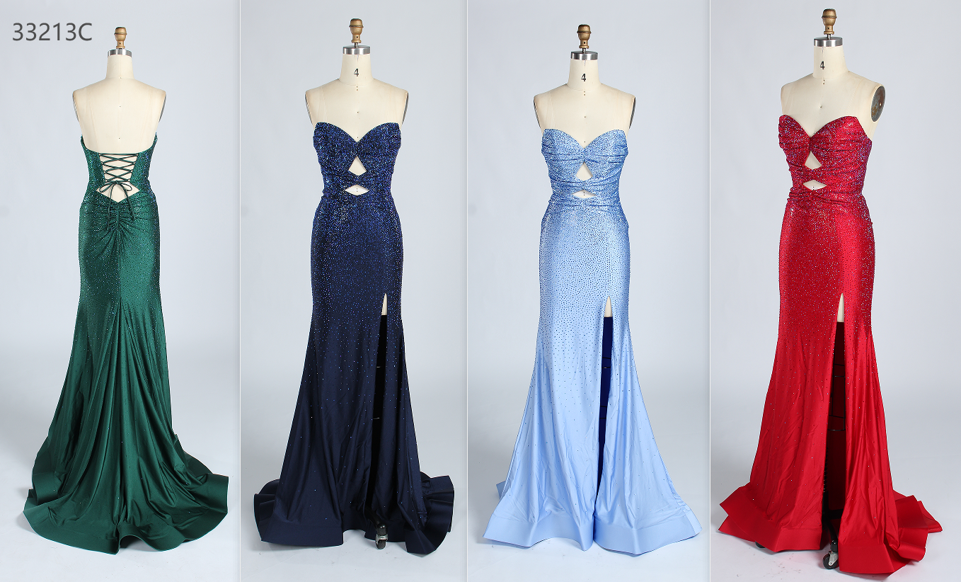 Wholesale Red Sequin Strapless Prom Dress 33213C