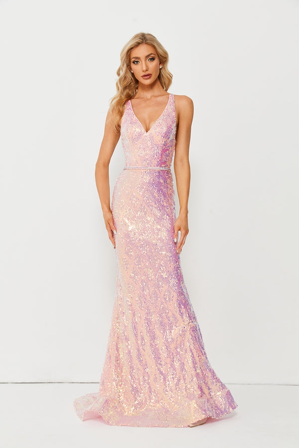 Sparkling Elegance Mermaid Sequin Trail Prom Dress 32661
