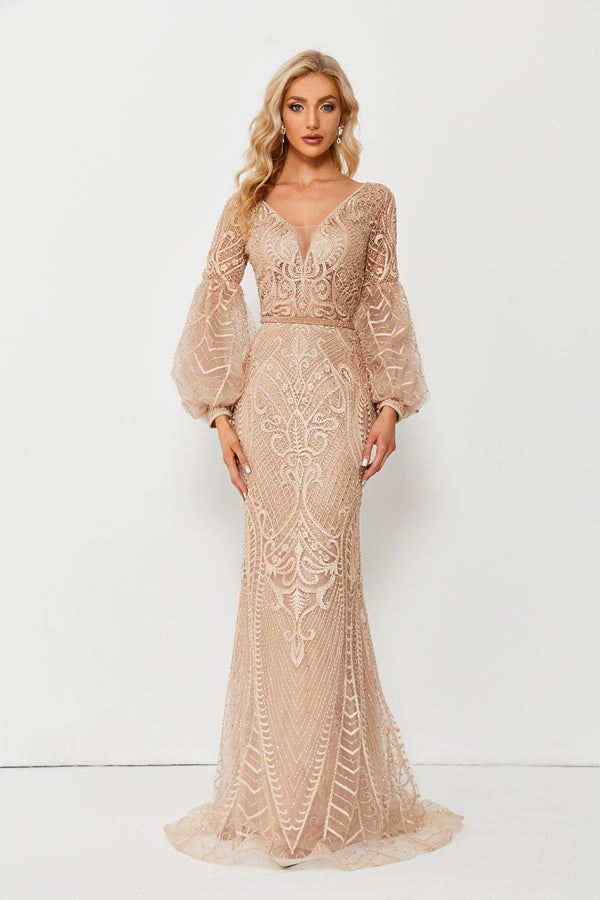 Regal Elegance Structured Mermaid Evening Gown MK090