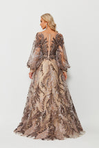 Glamorous Curves Plus Size Lace Long Sleeve Tulle Dress KS022