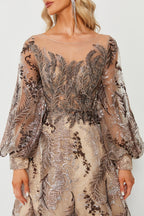Glamorous Curves Plus Size Lace Long Sleeve Tulle Dress KS022