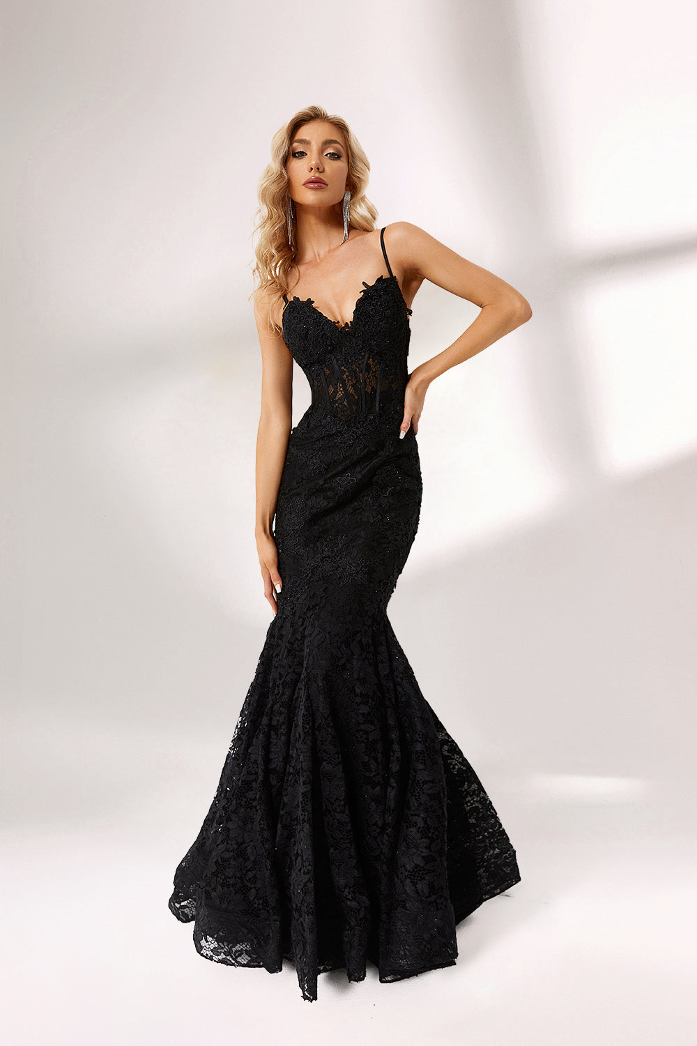 Wholesale V-Neck Lace Mermaid  Evening Gown 32551 05