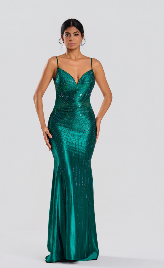 Wholesale Sparkling Hot Fix Rhinestone Evening Gown 33264