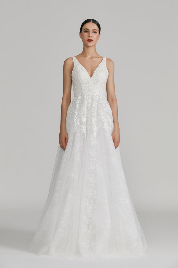Wholesale Lace Petal Wedding Gown with Tulle Ball Gown Skirt 1311