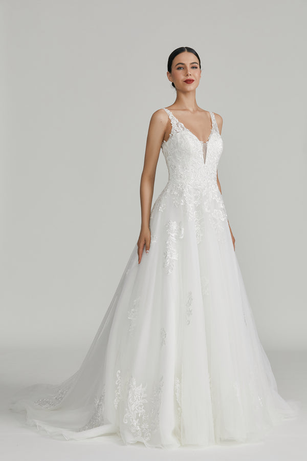 Blooming Elegance Wholesale Lace Petal Wedding Gown 1012