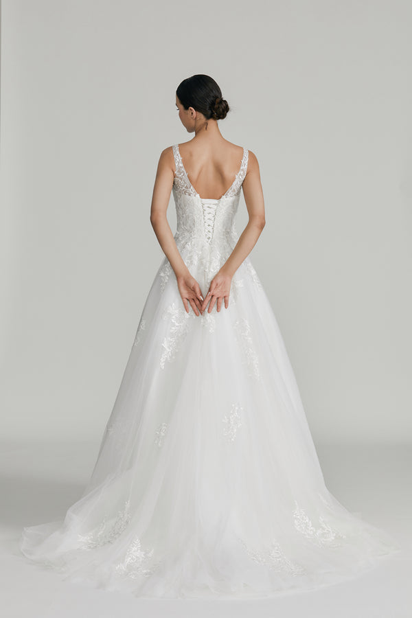 Blooming Elegance Wholesale Lace Petal Wedding Gown 1012
