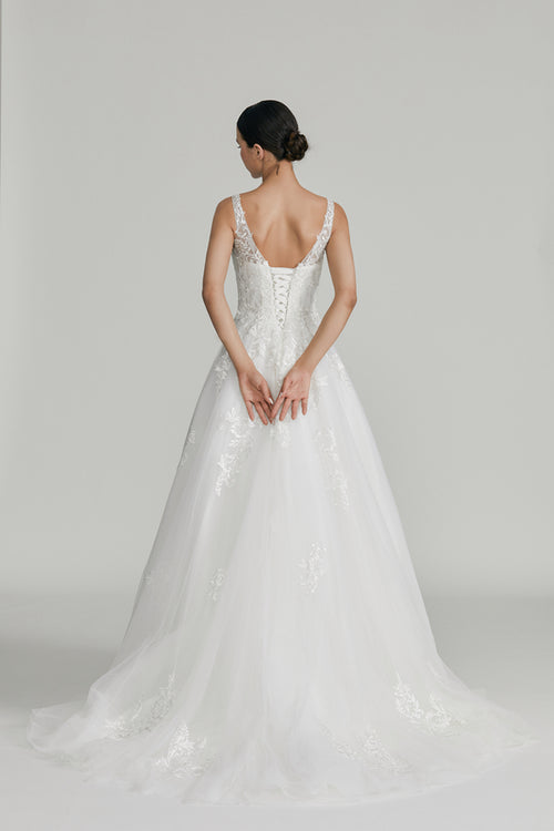 Blooming Elegance Wholesale Lace Petal Wedding Gown 1012