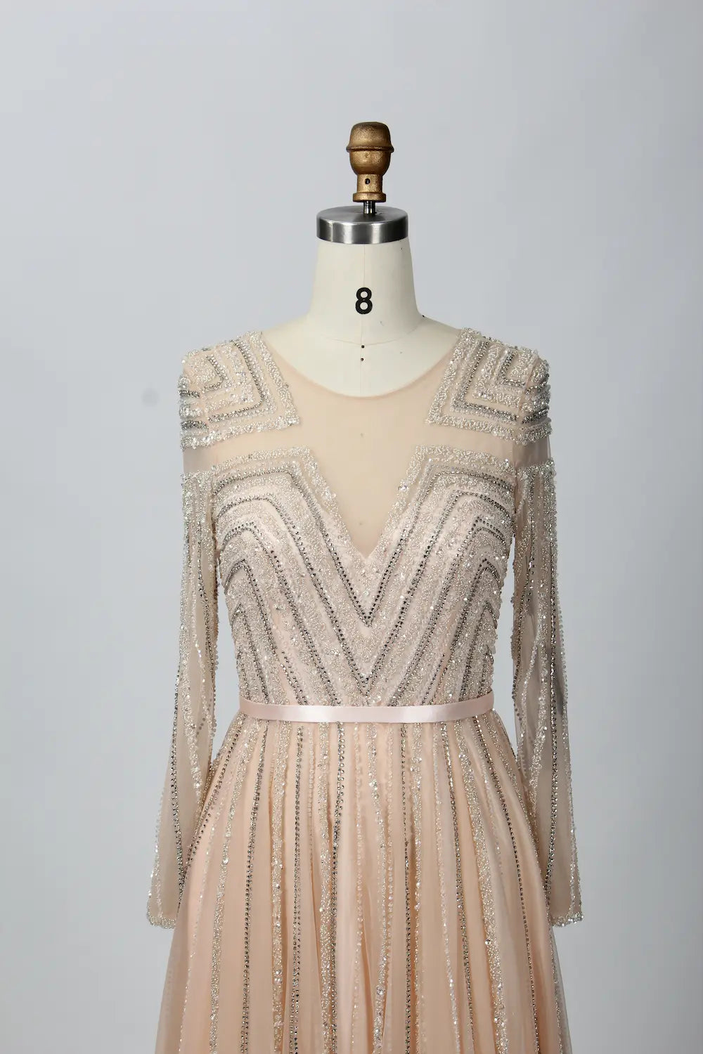 Champagne Pleated A-Line Mother of the Bride Dress with Sleeves MK085