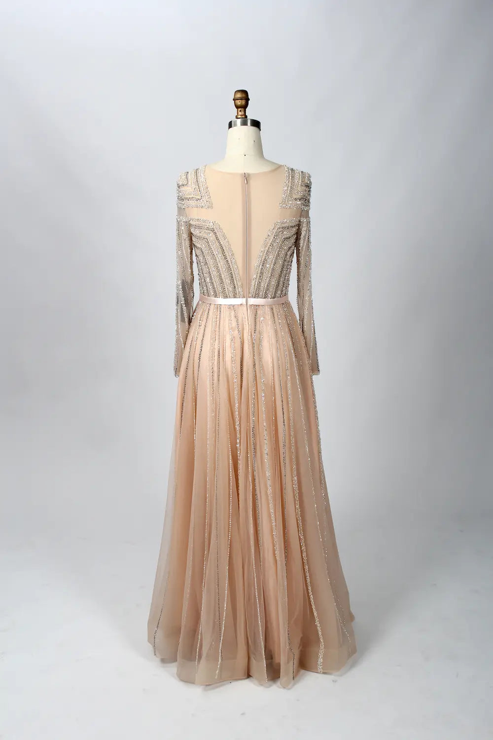Champagne Pleated A-Line Mother of the Bride Dress with Sleeves MK085