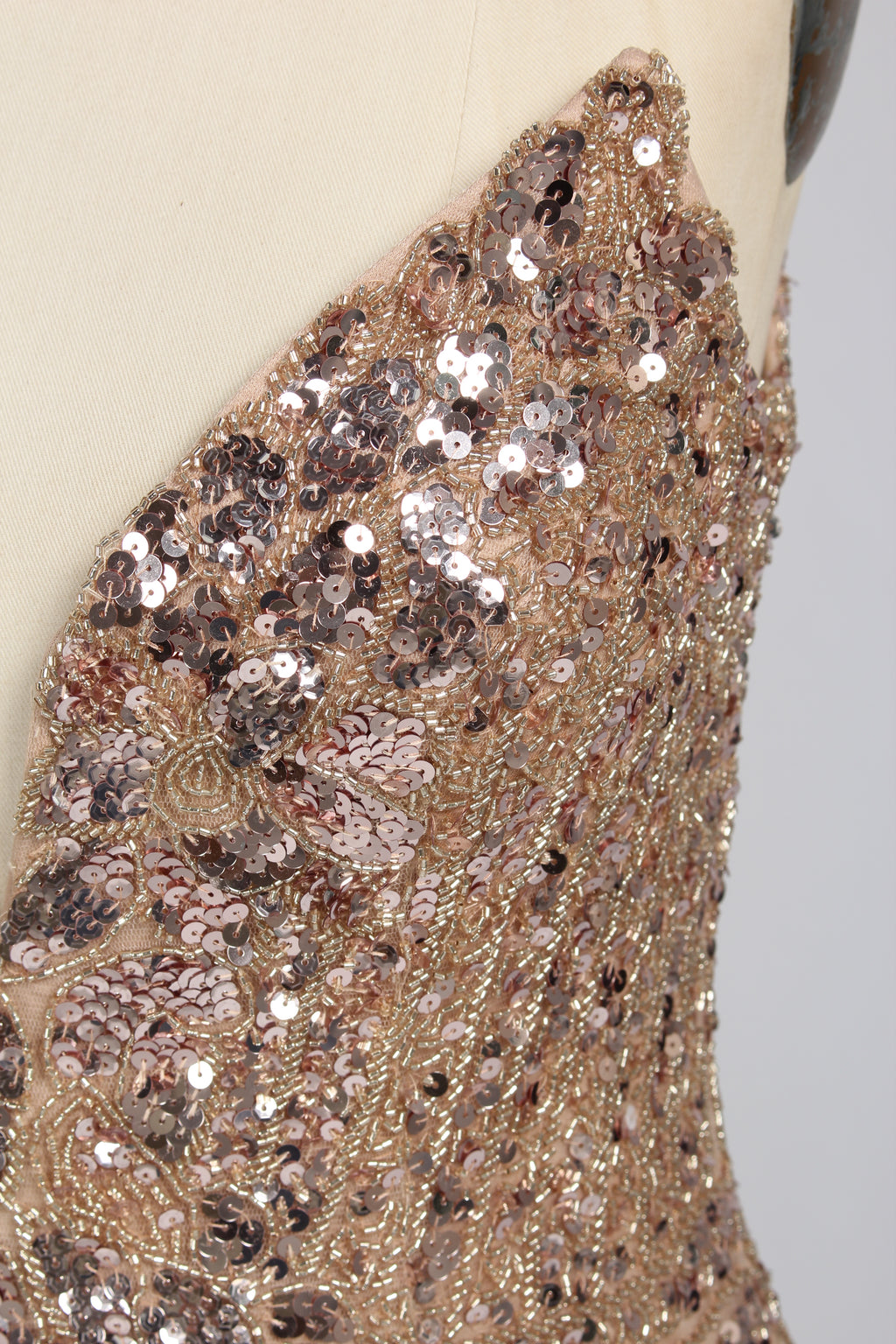 Wholesale Champagne Sequin Slit Mermaid Prom Dress  33314