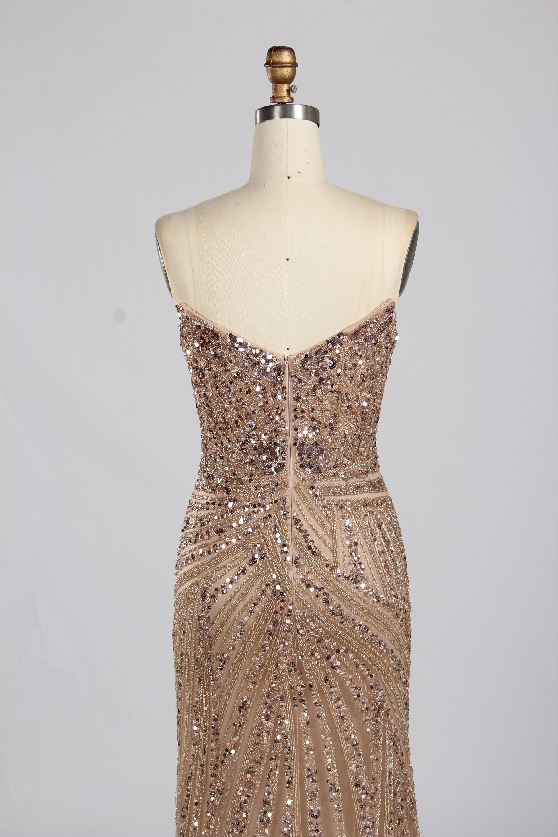 Wholesale Champagne Sequin Slit Mermaid Prom Dress  33314