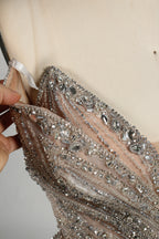 Wholesale Champagne Beaded Tulle Overlay Prom Gown MC136