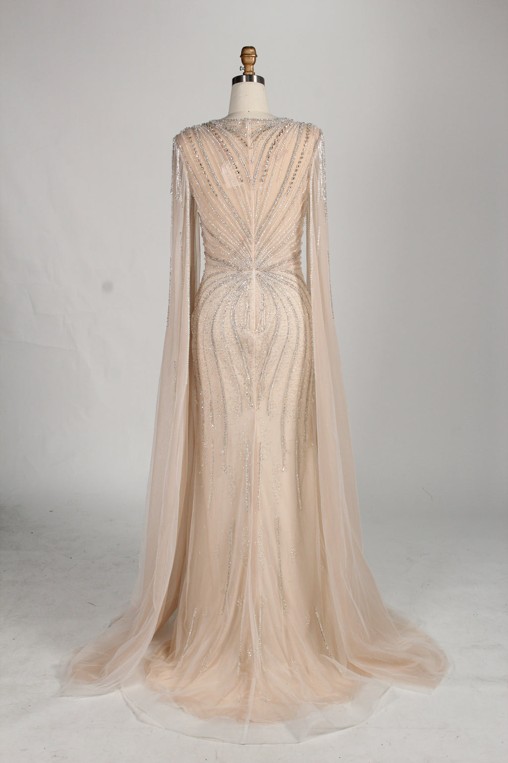 Wholesale Champagne Beaded Capelet Prom Gown MC138