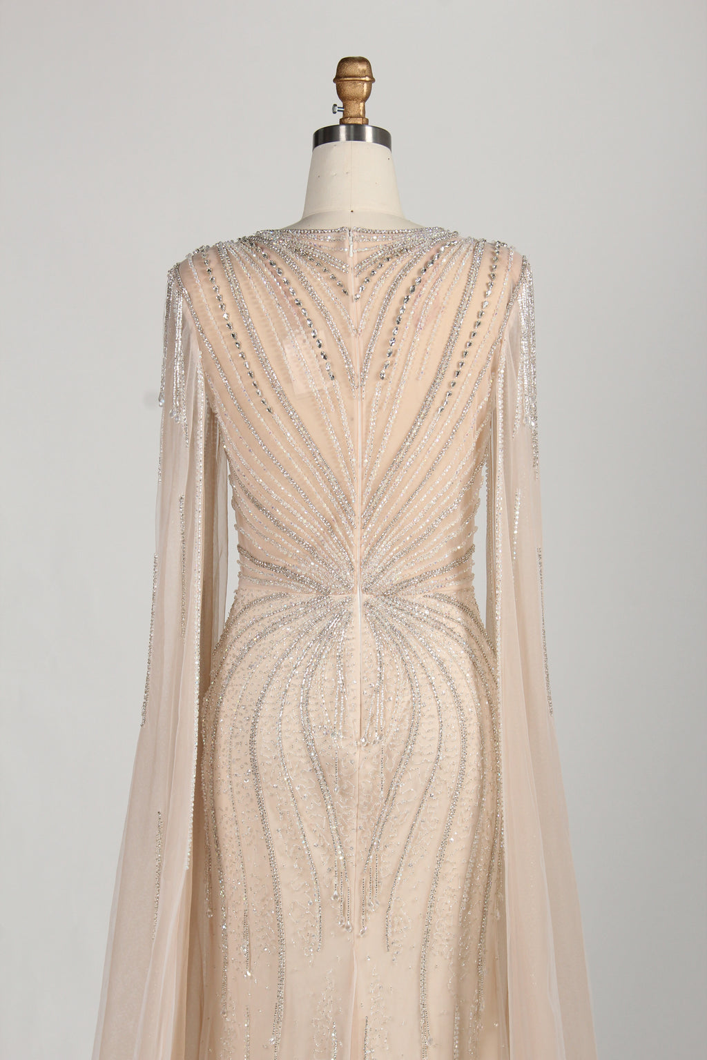 Wholesale Champagne Beaded Capelet Prom Gown MC138