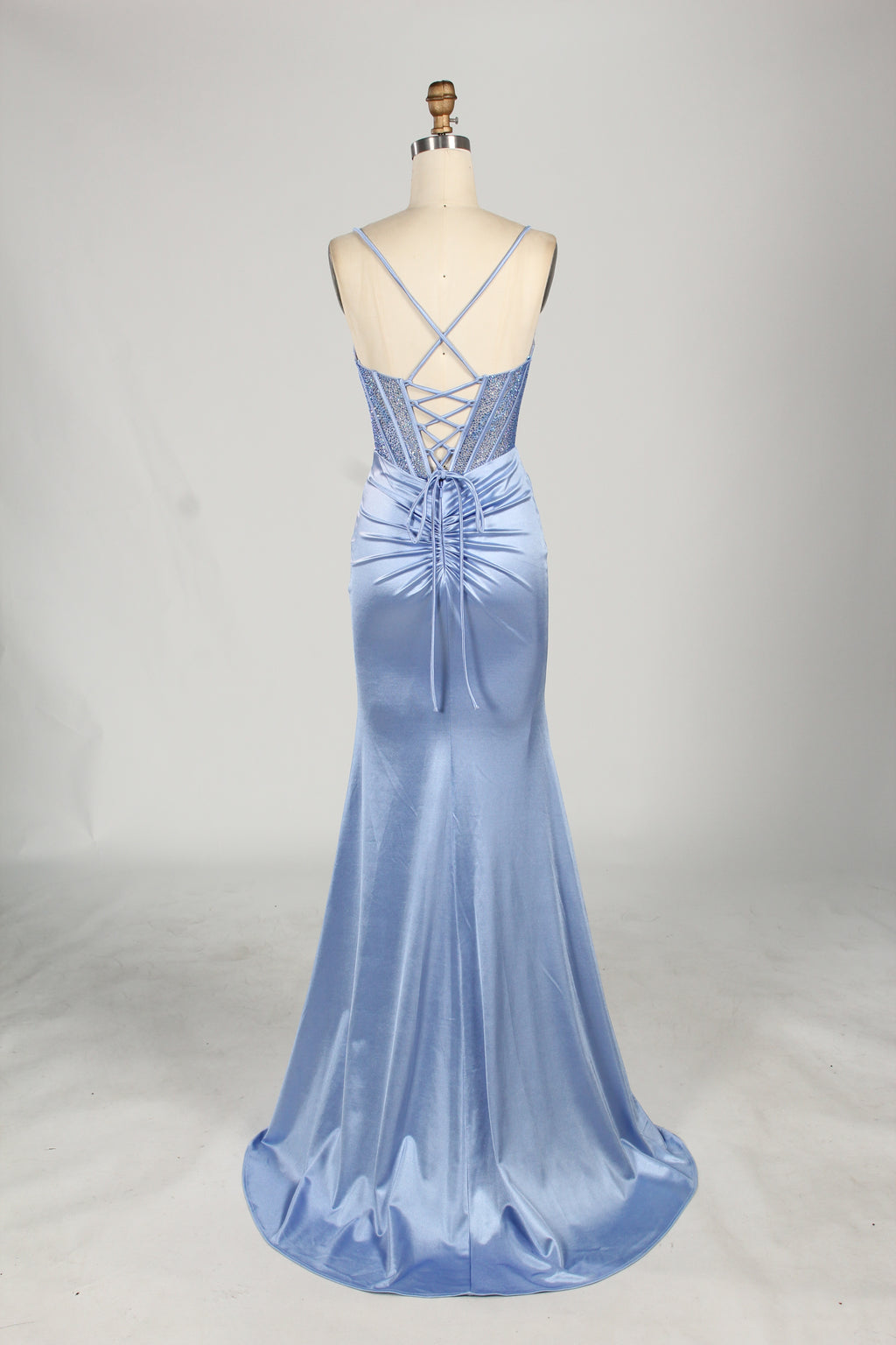 Wholesale Satin Mermaid Prom Dress with Criss - Cross Back 33156