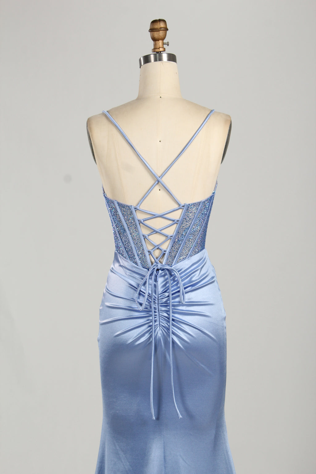 Wholesale Satin Mermaid Prom Dress with Criss - Cross Back 33156