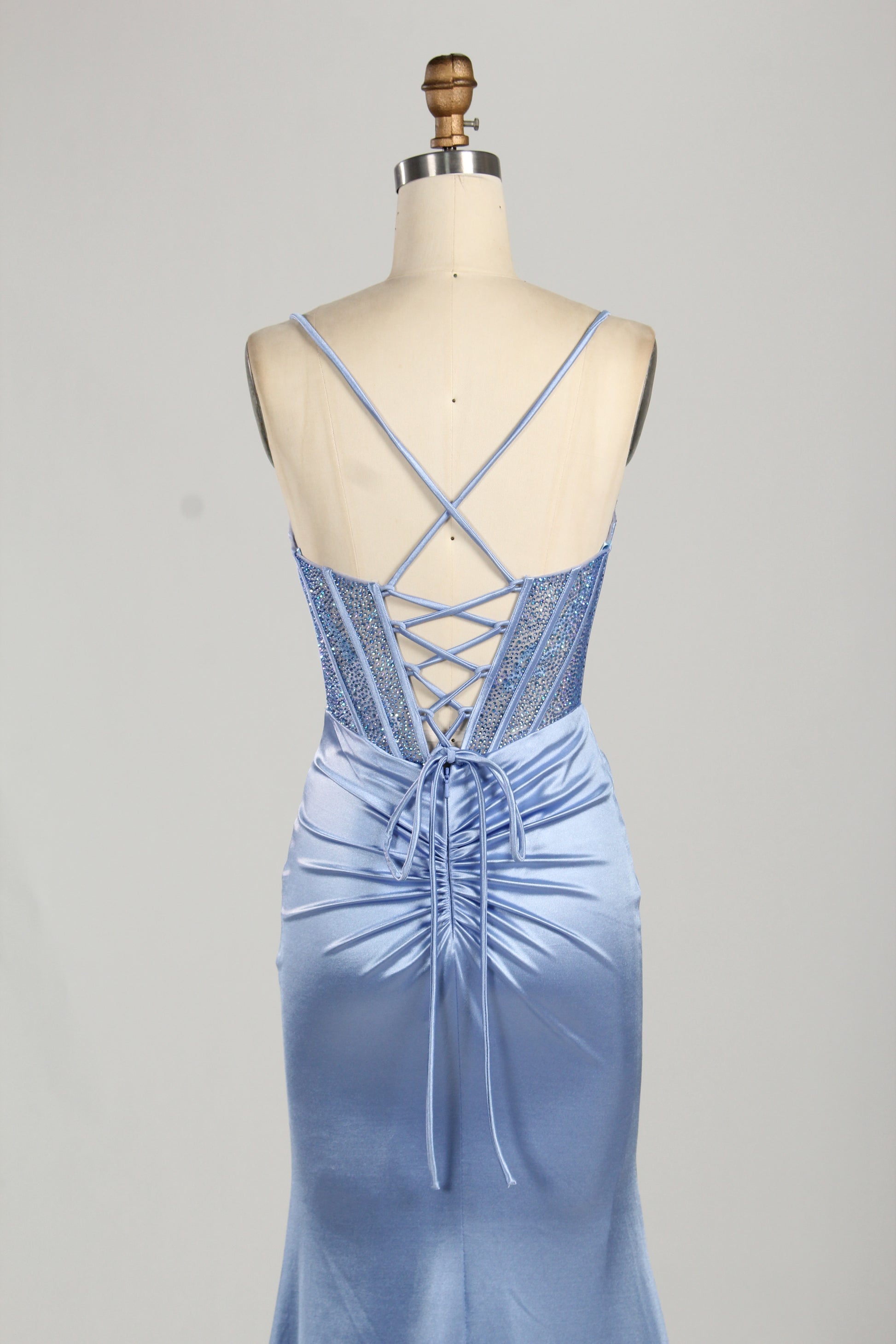 Wholesale Satin Mermaid Prom Dress with Criss - Cross Back 33156