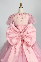 Wholesale Luxury Pink Quinceañera Dresses Strapless Sweetheart 3D Floral Appliqués Sequin Ball Gown 3372