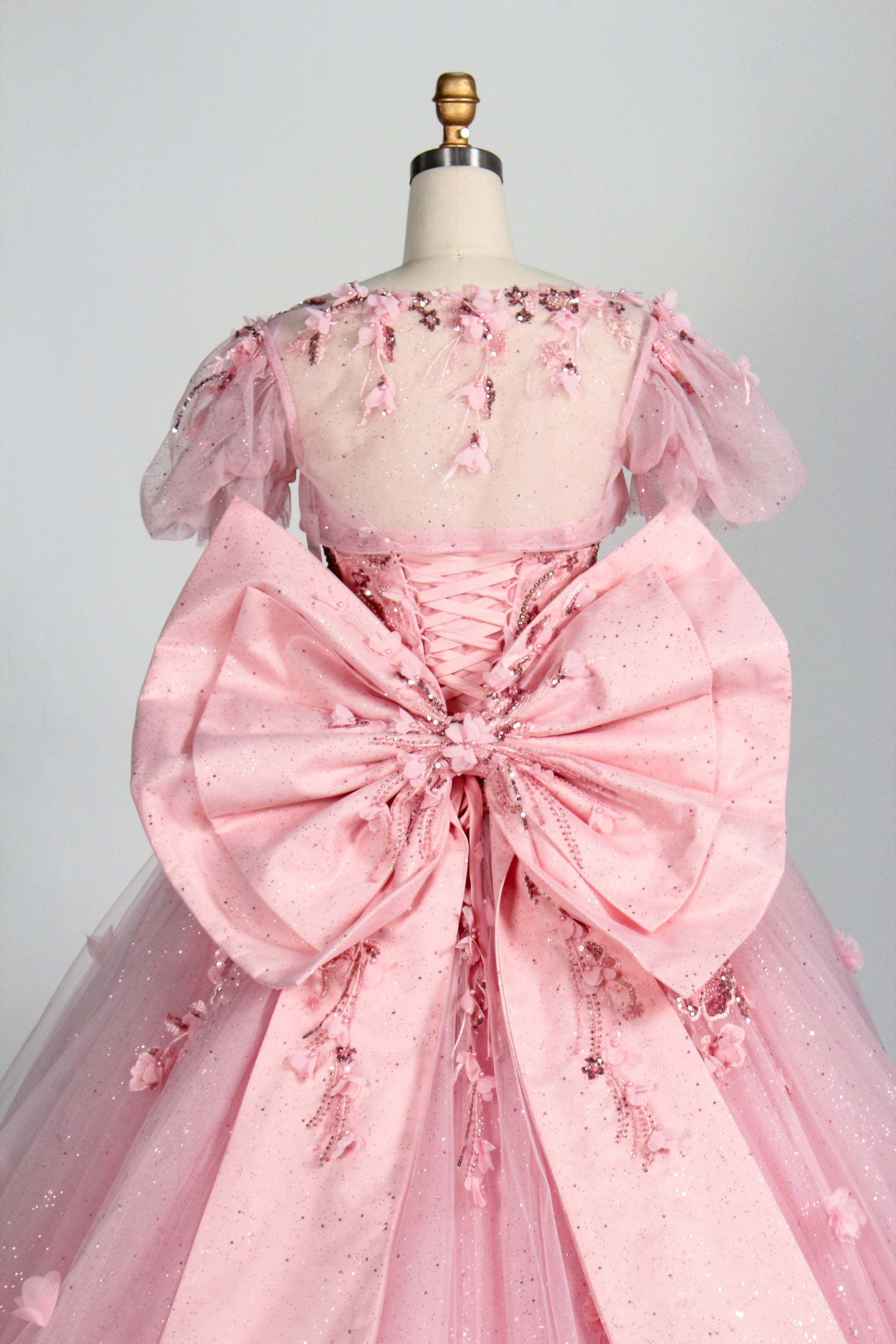 Wholesale Luxury Pink Quinceañera Dresses Strapless Sweetheart 3D Floral Appliqués Sequin Ball Gown 3372