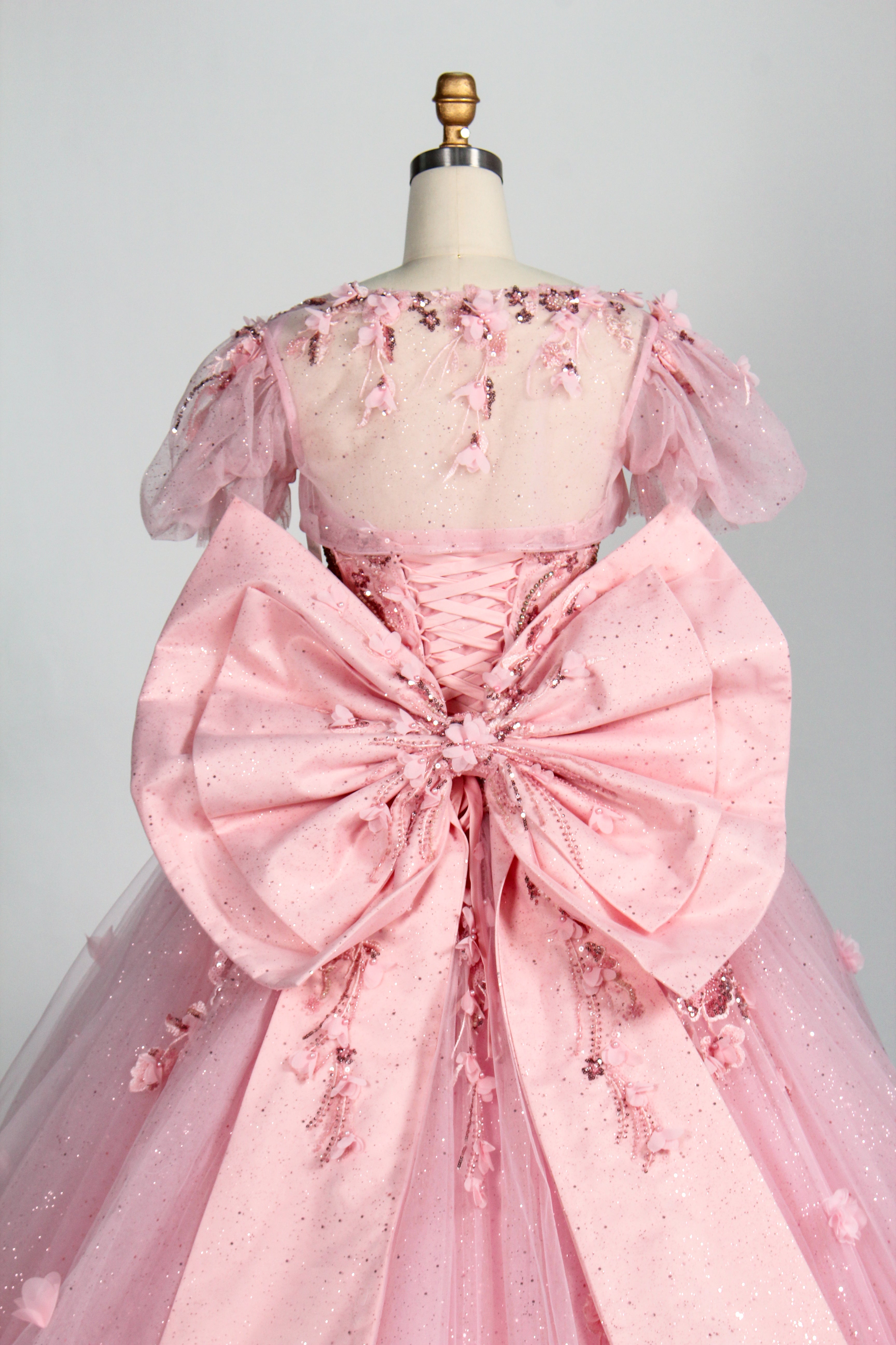 Wholesale Luxury Pink Quinceañera Dresses Strapless Sweetheart 3D Floral Appliqués Sequin Ball Gown 3372